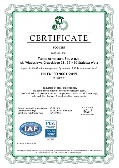 Certyfikat ISO 9001 ENG